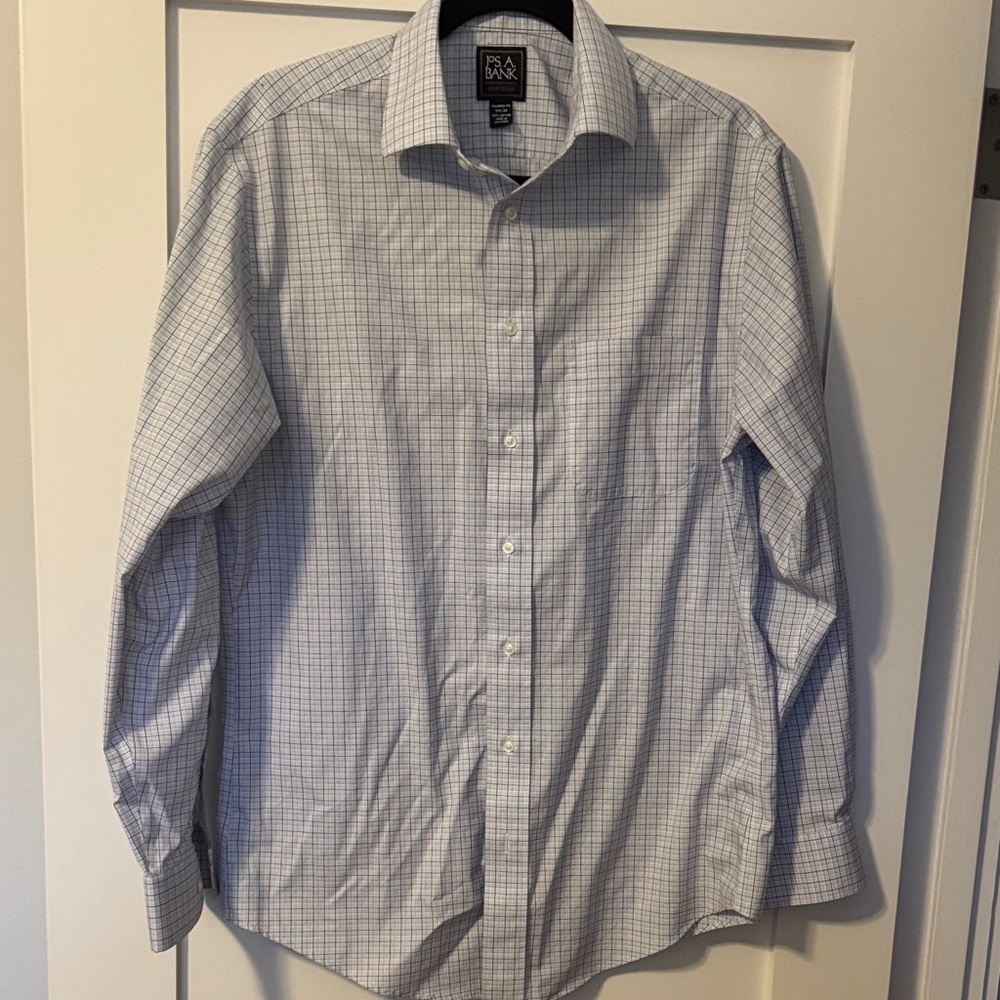 Jos. A. Bank Light Blue and White Grid Dress Shirt